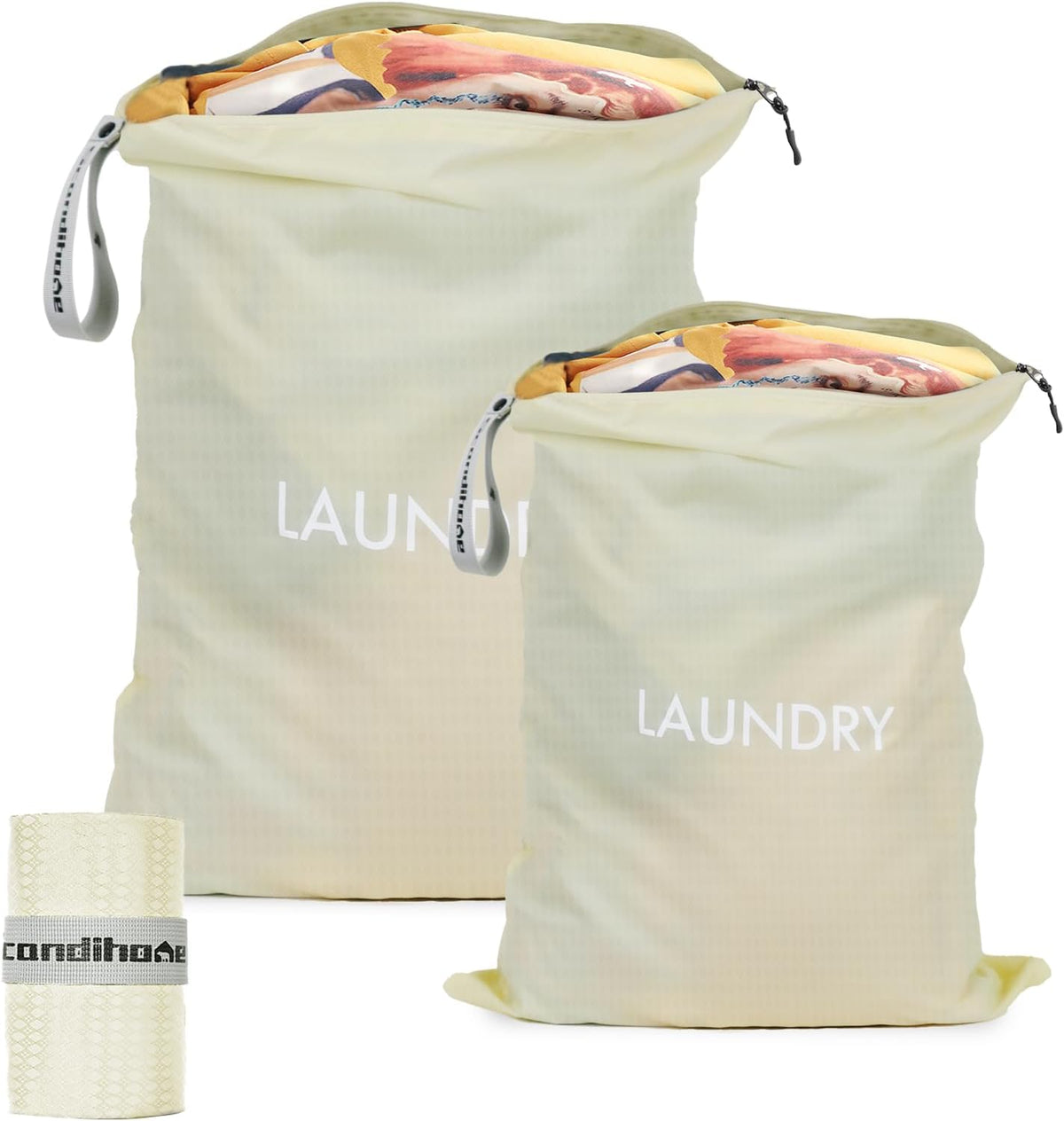Travel Laundry Bag (Large + Medium) - Foldable Waterproof Washable Wet Dry Bag for Gym, Swimming, Yoga, and Workout Perfect for Dirty Clothes, Bathing Suits, Travel Accessories Black