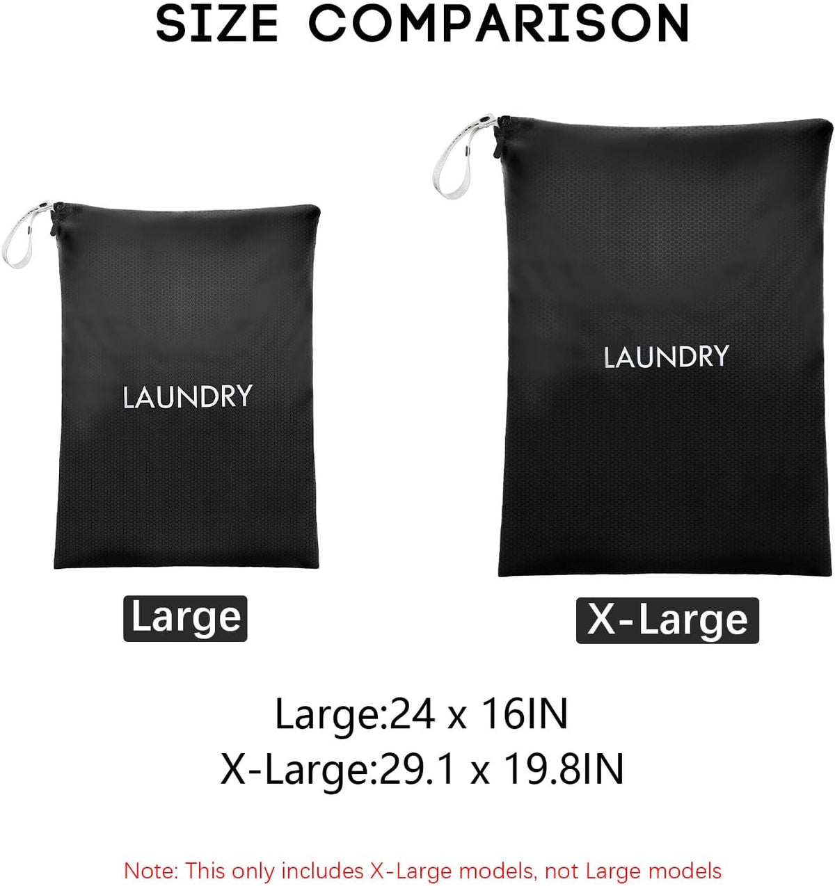 Travel Laundry Bag (Large + Medium) - Foldable Waterproof Washable Wet Dry Bag for Gym, Swimming, Yoga, and Workout Perfect for Dirty Clothes, Bathing Suits, Travel Accessories Black