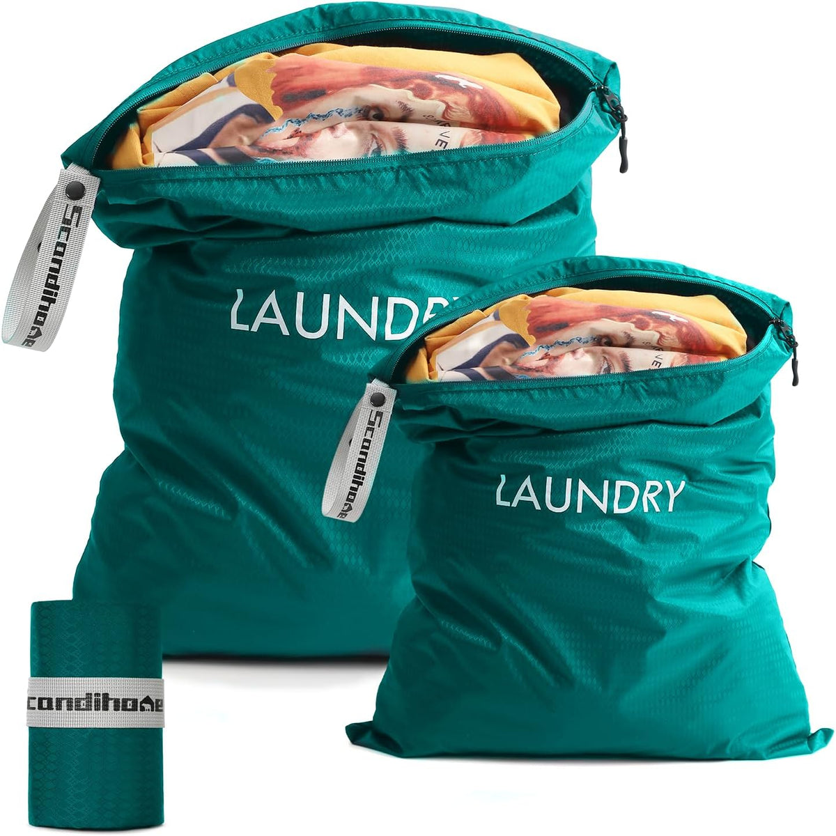 Travel Laundry Bag (Large + Medium) - Foldable Waterproof Washable Wet Dry Bag for Gym, Swimming, Yoga, and Workout Perfect for Dirty Clothes, Bathing Suits, Travel Accessories Black