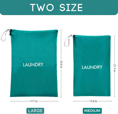 Travel Laundry Bag (Large + Medium) - Foldable Waterproof Washable Wet Dry Bag for Gym, Swimming, Yoga, and Workout Perfect for Dirty Clothes, Bathing Suits, Travel Accessories Black