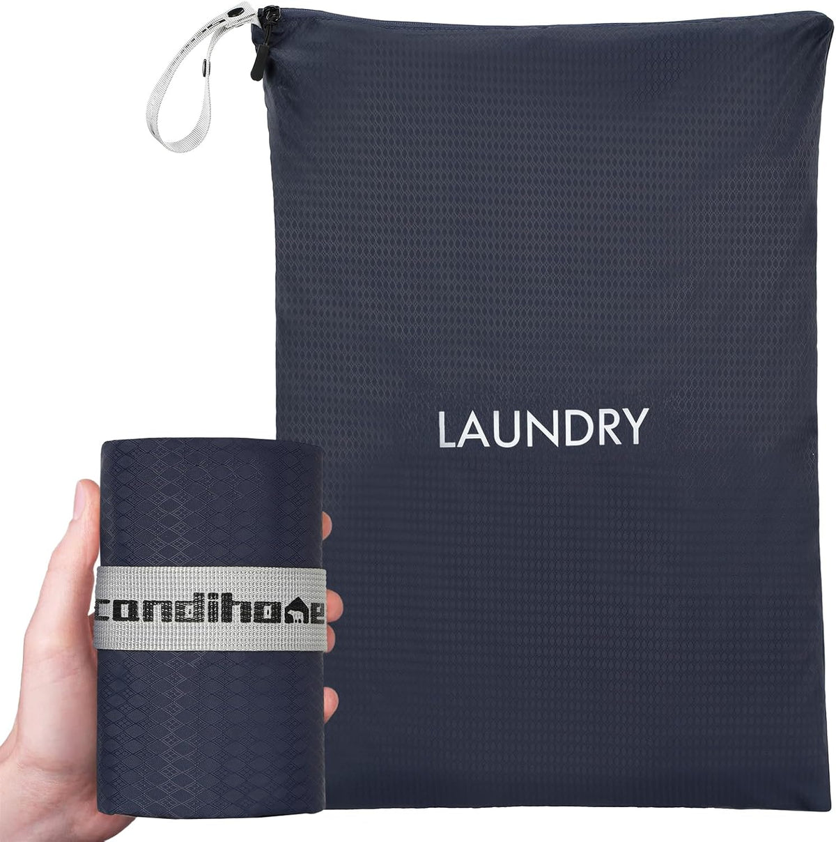 Travel Laundry Bag (Large + Medium) - Foldable Waterproof Washable Wet Dry Bag for Gym, Swimming, Yoga, and Workout Perfect for Dirty Clothes, Bathing Suits, Travel Accessories Black