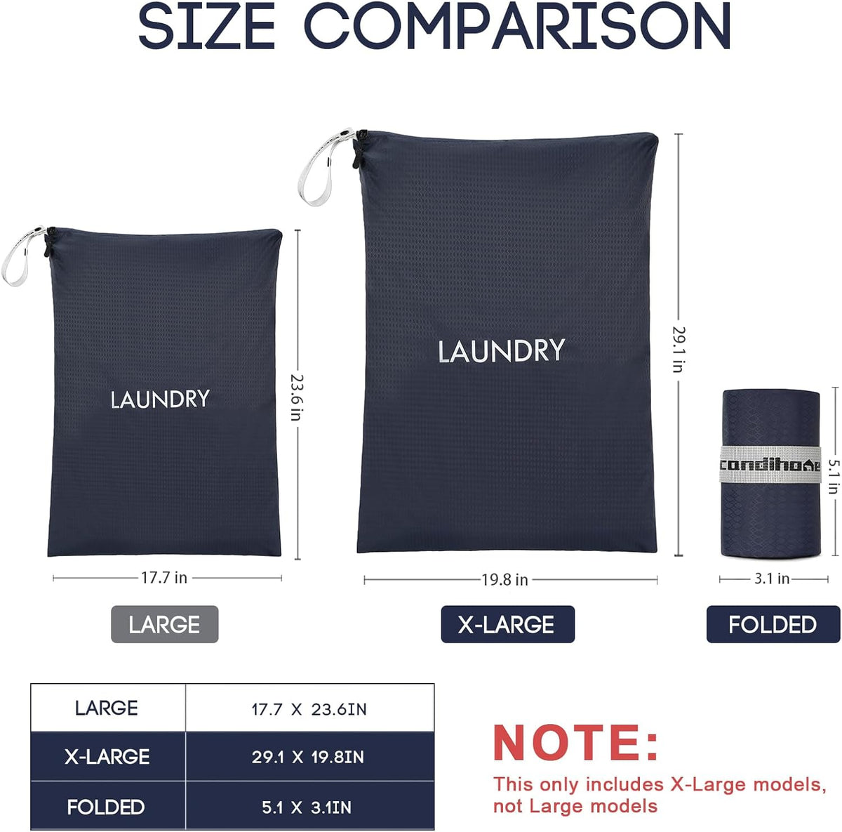 Travel Laundry Bag (Large + Medium) - Foldable Waterproof Washable Wet Dry Bag for Gym, Swimming, Yoga, and Workout Perfect for Dirty Clothes, Bathing Suits, Travel Accessories Black