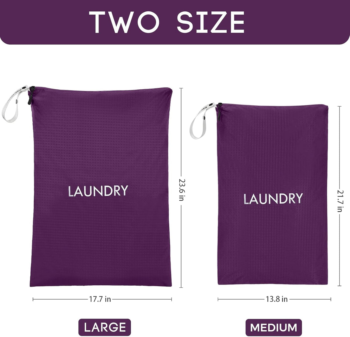 Travel Laundry Bag (Large + Medium) - Foldable Waterproof Washable Wet Dry Bag for Gym, Swimming, Yoga, and Workout Perfect for Dirty Clothes, Bathing Suits, Travel Accessories Black