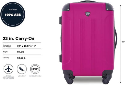 Chicago Hardside Expandable Spinner Luggage, Teal, 22" Carry-On