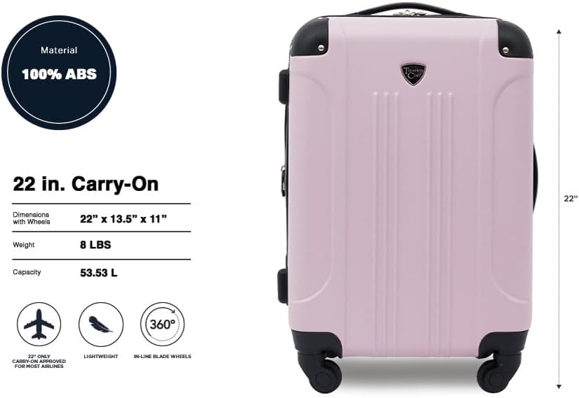 Chicago Hardside Expandable Spinner Luggage, Teal, 22" Carry-On