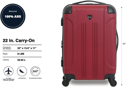 Chicago Hardside Expandable Spinner Luggage, Teal, 22" Carry-On