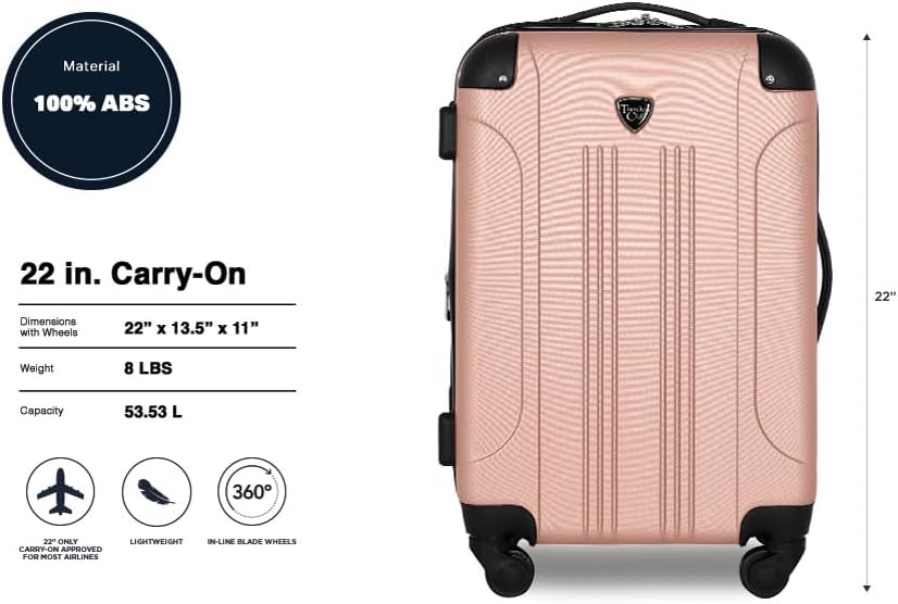 Chicago Hardside Expandable Spinner Luggage, Teal, 22" Carry-On