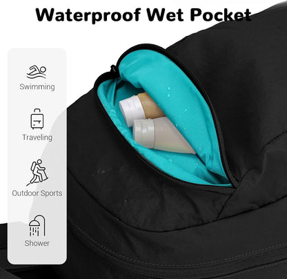 Waterproof Foldable Backpack, 25L Lightweight Hiking Daypack, Pink | with Wet Pocket & Chest Strap, Collapsible, Packable, Anti Theft, for Women, for Outdoor Travel Sports Gym Theme Park