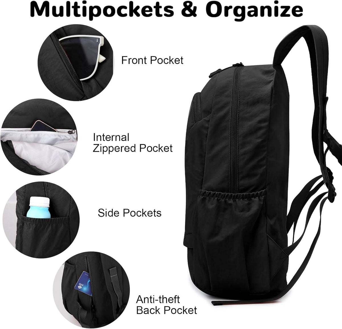 Waterproof Foldable Backpack, 25L Lightweight Hiking Daypack, Pink | with Wet Pocket & Chest Strap, Collapsible, Packable, Anti Theft, for Women, for Outdoor Travel Sports Gym Theme Park