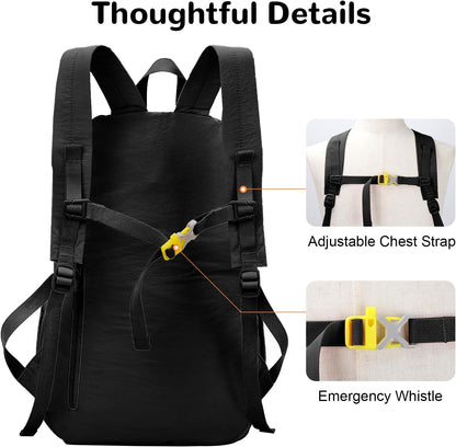 Waterproof Foldable Backpack, 25L Lightweight Hiking Daypack, Pink | with Wet Pocket & Chest Strap, Collapsible, Packable, Anti Theft, for Women, for Outdoor Travel Sports Gym Theme Park