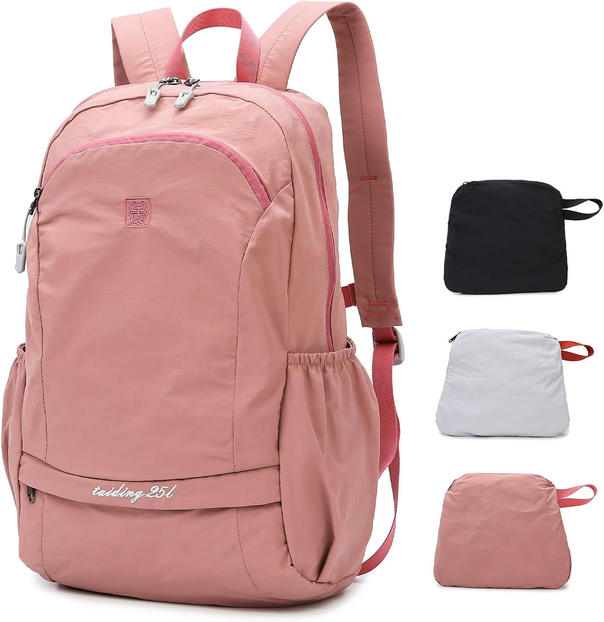 Waterproof Foldable Backpack, 25L Lightweight Hiking Daypack, Pink | with Wet Pocket & Chest Strap, Collapsible, Packable, Anti Theft, for Women, for Outdoor Travel Sports Gym Theme Park
