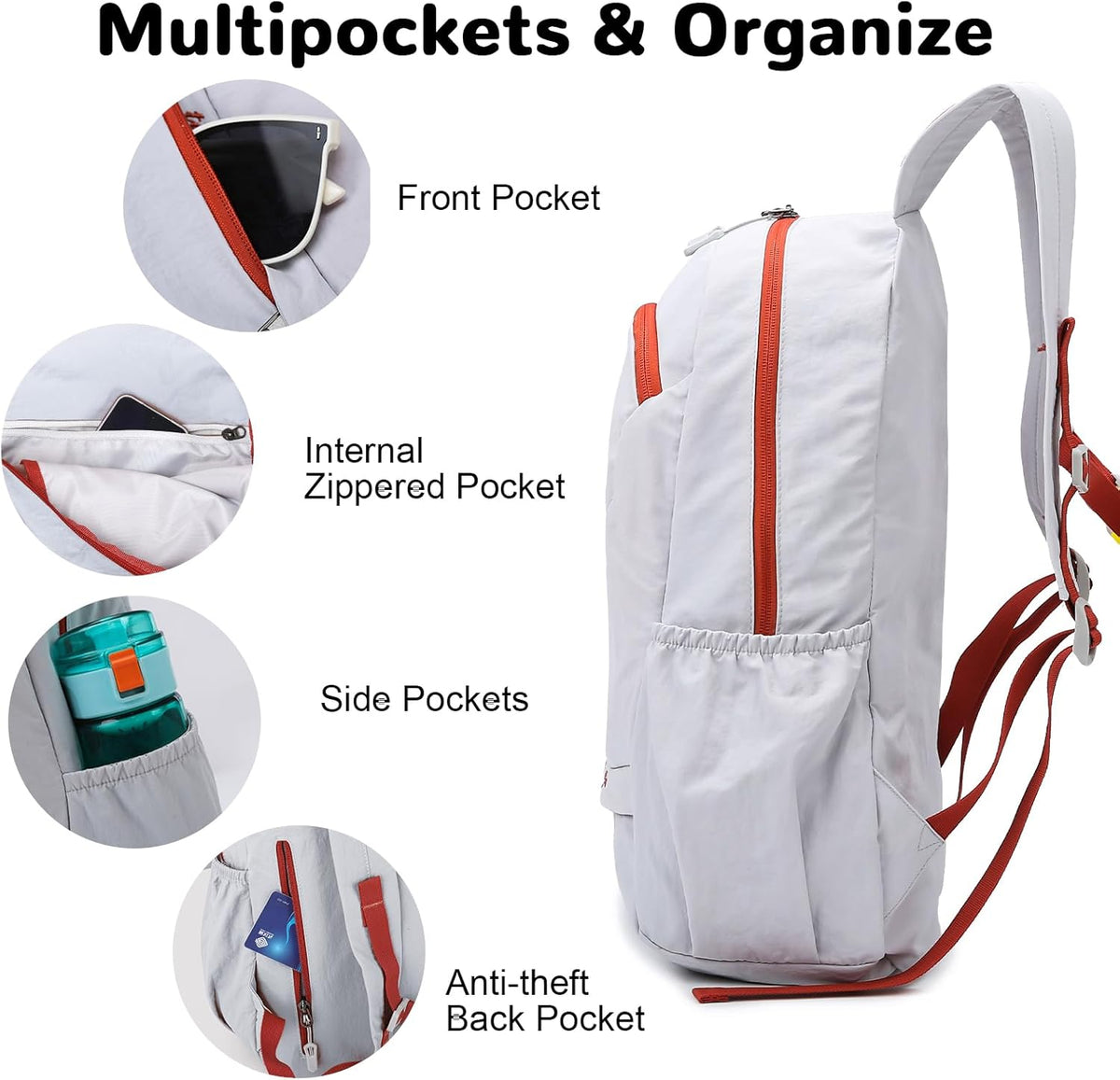 Waterproof Foldable Backpack, 25L Lightweight Hiking Daypack, Pink | with Wet Pocket & Chest Strap, Collapsible, Packable, Anti Theft, for Women, for Outdoor Travel Sports Gym Theme Park