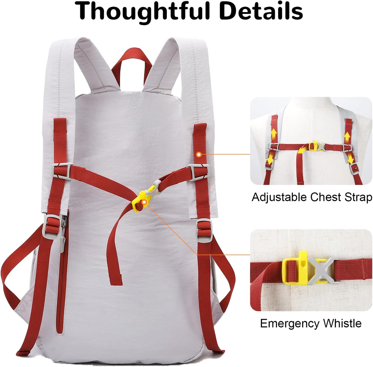 Waterproof Foldable Backpack, 25L Lightweight Hiking Daypack, Pink | with Wet Pocket & Chest Strap, Collapsible, Packable, Anti Theft, for Women, for Outdoor Travel Sports Gym Theme Park