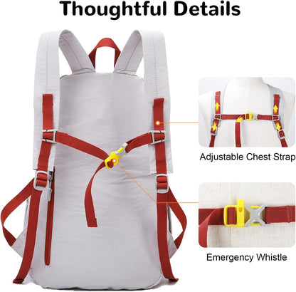 Waterproof Foldable Backpack, 25L Lightweight Hiking Daypack, Pink | with Wet Pocket & Chest Strap, Collapsible, Packable, Anti Theft, for Women, for Outdoor Travel Sports Gym Theme Park
