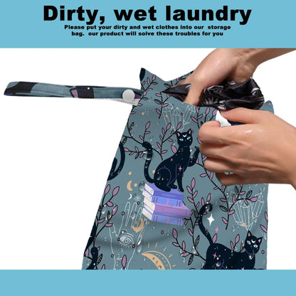 2Pcs Turtle Wet Bag 12x10 Inch, Starfish Waterproof Reusable Wet Dry Bags, Sea Weed Washable Travel Laundry Bags for Swimsuit Beach Diapers Dirty Yoga Gym Clothes, Sea Turtle Gifts for Women Friend