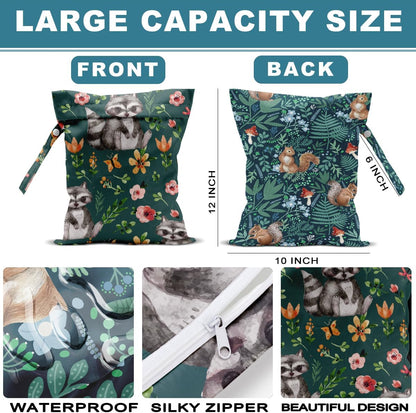 2Pcs Turtle Wet Bag 12x10 Inch, Starfish Waterproof Reusable Wet Dry Bags, Sea Weed Washable Travel Laundry Bags for Swimsuit Beach Diapers Dirty Yoga Gym Clothes, Sea Turtle Gifts for Women Friend