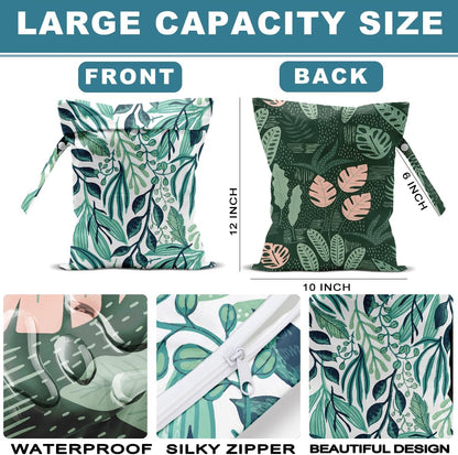 2Pcs Turtle Wet Bag 12x10 Inch, Starfish Waterproof Reusable Wet Dry Bags, Sea Weed Washable Travel Laundry Bags for Swimsuit Beach Diapers Dirty Yoga Gym Clothes, Sea Turtle Gifts for Women Friend
