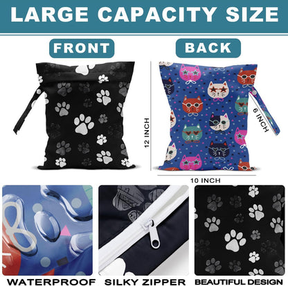 2Pcs Turtle Wet Bag 12x10 Inch, Starfish Waterproof Reusable Wet Dry Bags, Sea Weed Washable Travel Laundry Bags for Swimsuit Beach Diapers Dirty Yoga Gym Clothes, Sea Turtle Gifts for Women Friend