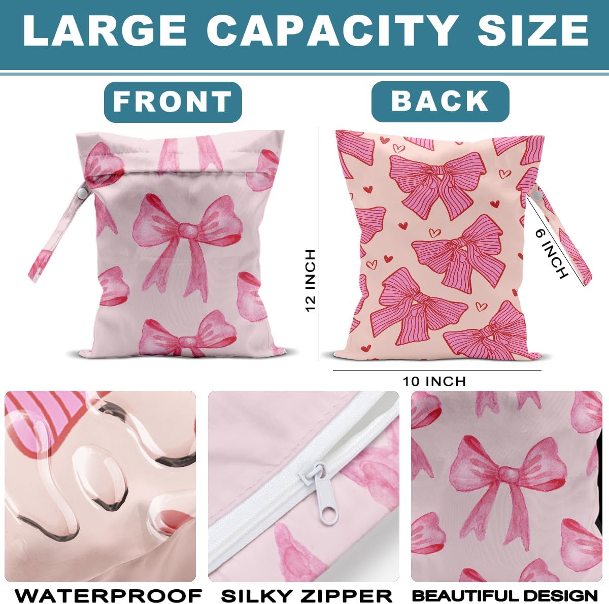 2Pcs Turtle Wet Bag 12x10 Inch, Starfish Waterproof Reusable Wet Dry Bags, Sea Weed Washable Travel Laundry Bags for Swimsuit Beach Diapers Dirty Yoga Gym Clothes, Sea Turtle Gifts for Women Friend
