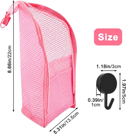 2 Pcs Standing Toiletry Bag, White and Pink, EVA Mesh Portable Lightweight Travel Toiletry Bag with Waterproof Design, Foldable Hanging Travel Toiletry Bag for Cosmetics and Toiletries
