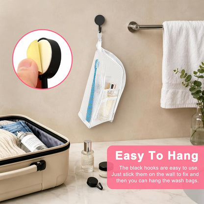 2 Pcs Standing Toiletry Bag, White and Pink, EVA Mesh Portable Lightweight Travel Toiletry Bag with Waterproof Design, Foldable Hanging Travel Toiletry Bag for Cosmetics and Toiletries