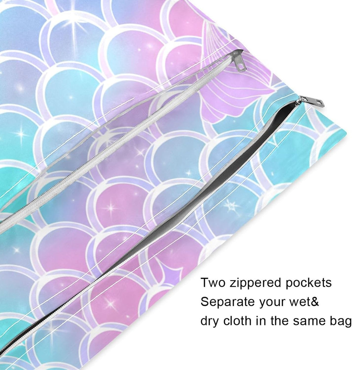 Funny Fishes Wet Dry Bag for Cloth Diaper, Swimsuit & Travel - Water Resistant Wet Bags - Perfect for Wet Clothes, Toiletries, Beach，2 Pack