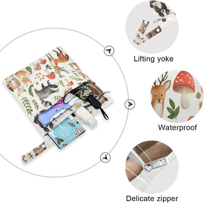 Funny Fishes Wet Dry Bag for Cloth Diaper, Swimsuit & Travel - Water Resistant Wet Bags - Perfect for Wet Clothes, Toiletries, Beach，2 Pack