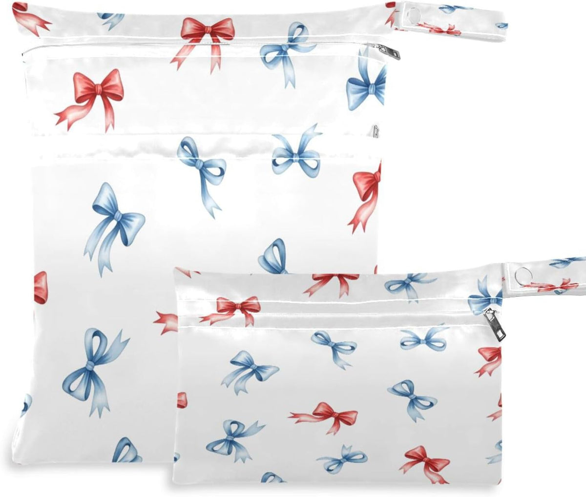 Funny Fishes Wet Dry Bag for Cloth Diaper, Swimsuit & Travel - Water Resistant Wet Bags - Perfect for Wet Clothes, Toiletries, Beach，2 Pack