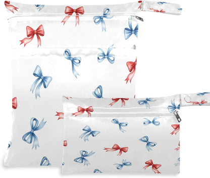 Funny Fishes Wet Dry Bag for Cloth Diaper, Swimsuit & Travel - Water Resistant Wet Bags - Perfect for Wet Clothes, Toiletries, Beach，2 Pack