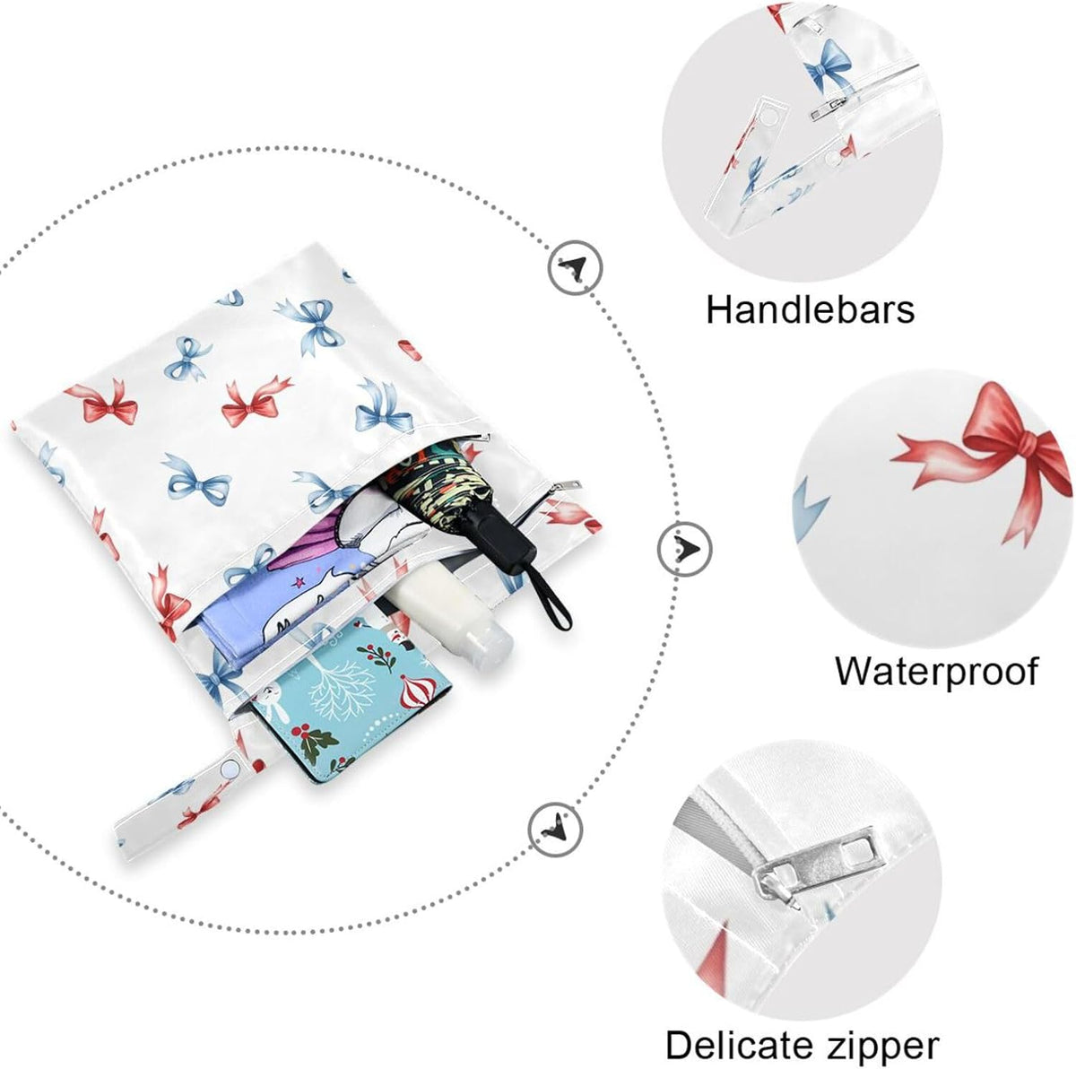 Funny Fishes Wet Dry Bag for Cloth Diaper, Swimsuit & Travel - Water Resistant Wet Bags - Perfect for Wet Clothes, Toiletries, Beach，2 Pack