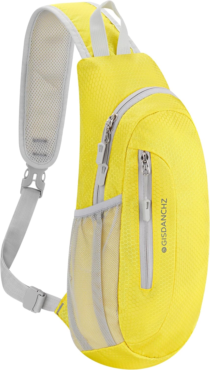 Unisex Honeycomb Jacquard Small Sling Bag Slim Sling Backpack Crossbody Chest Bag for Hiking Travel