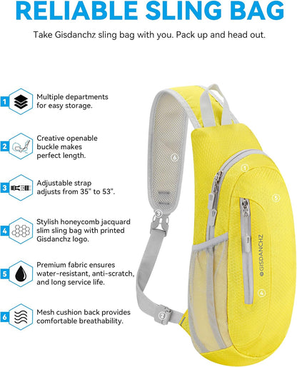 Unisex Honeycomb Jacquard Small Sling Bag Slim Sling Backpack Crossbody Chest Bag for Hiking Travel