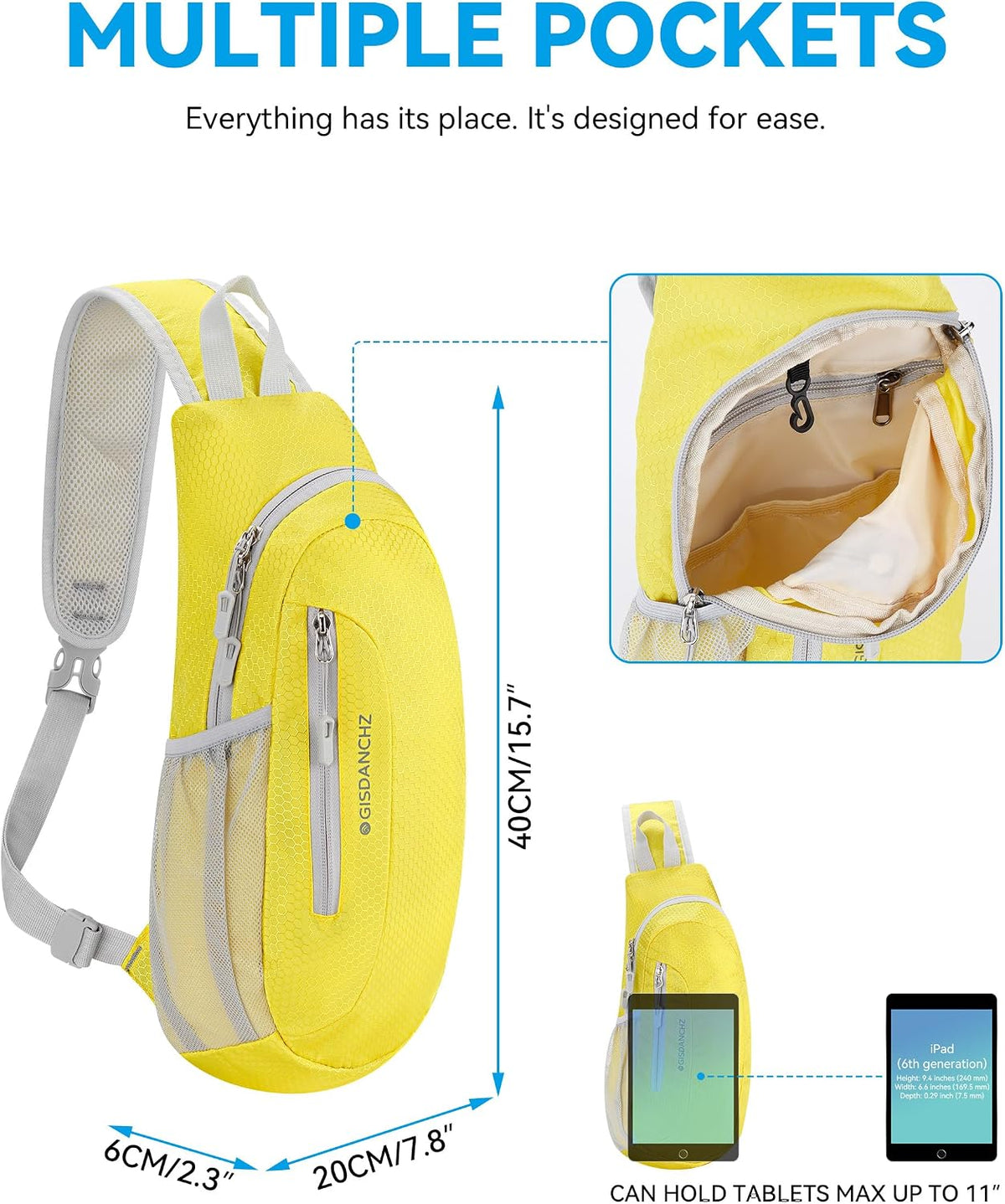 Unisex Honeycomb Jacquard Small Sling Bag Slim Sling Backpack Crossbody Chest Bag for Hiking Travel