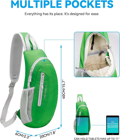 Unisex Honeycomb Jacquard Small Sling Bag Slim Sling Backpack Crossbody Chest Bag for Hiking Travel