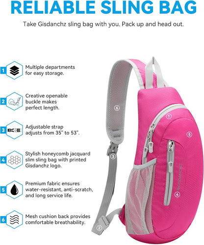 Unisex Honeycomb Jacquard Small Sling Bag Slim Sling Backpack Crossbody Chest Bag for Hiking Travel