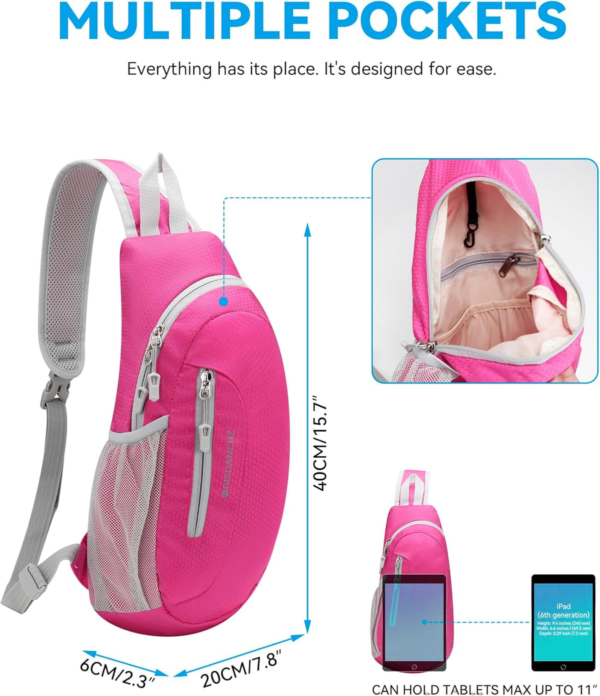 Unisex Honeycomb Jacquard Small Sling Bag Slim Sling Backpack Crossbody Chest Bag for Hiking Travel