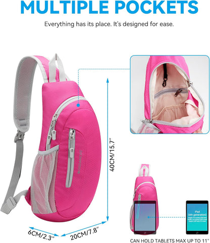 Unisex Honeycomb Jacquard Small Sling Bag Slim Sling Backpack Crossbody Chest Bag for Hiking Travel