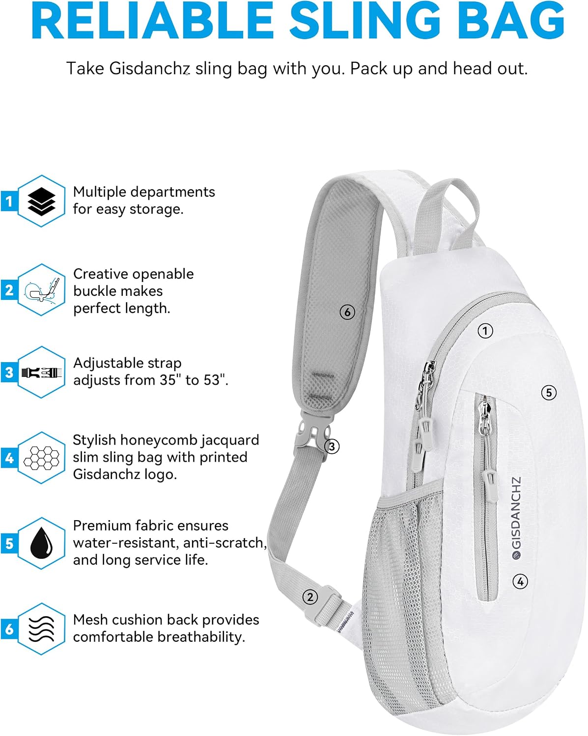 Unisex Honeycomb Jacquard Small Sling Bag Slim Sling Backpack Crossbody Chest Bag for Hiking Travel