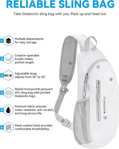 Unisex Honeycomb Jacquard Small Sling Bag Slim Sling Backpack Crossbody Chest Bag for Hiking Travel