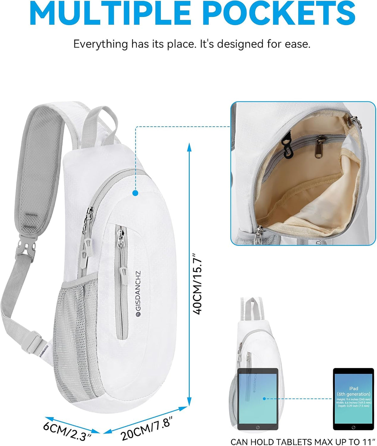 Unisex Honeycomb Jacquard Small Sling Bag Slim Sling Backpack Crossbody Chest Bag for Hiking Travel