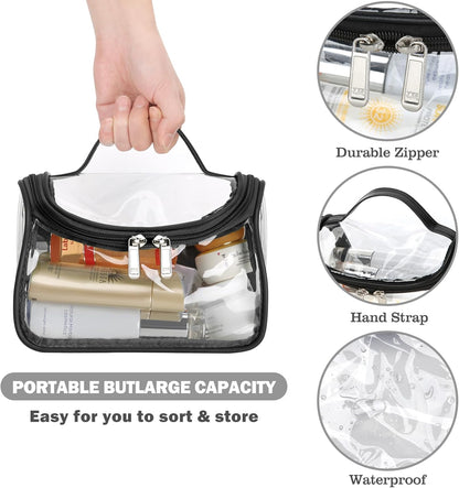 Heavy Duty Clear Cosmetic Bag Waterproof Transparent Travel Makeup Toiletry Organizer Bag (Pink)