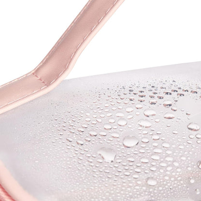 Heavy Duty Clear Cosmetic Bag Waterproof Transparent Travel Makeup Toiletry Organizer Bag (Pink)
