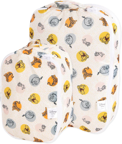 Disney Packing Cubes for Travel Bag, Organize Luggage with Compression Bags, Essential Traveling Accessories, Pack Carry On Suitcase for Clothes or Toiletries, Set of 2 Sizes, Winnie the Pooh
