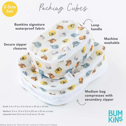 Disney Packing Cubes for Travel Bag, Organize Luggage with Compression Bags, Essential Traveling Accessories, Pack Carry On Suitcase for Clothes or Toiletries, Set of 2 Sizes, Winnie the Pooh