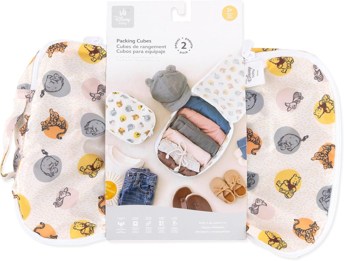 Disney Packing Cubes for Travel Bag, Organize Luggage with Compression Bags, Essential Traveling Accessories, Pack Carry On Suitcase for Clothes or Toiletries, Set of 2 Sizes, Winnie the Pooh