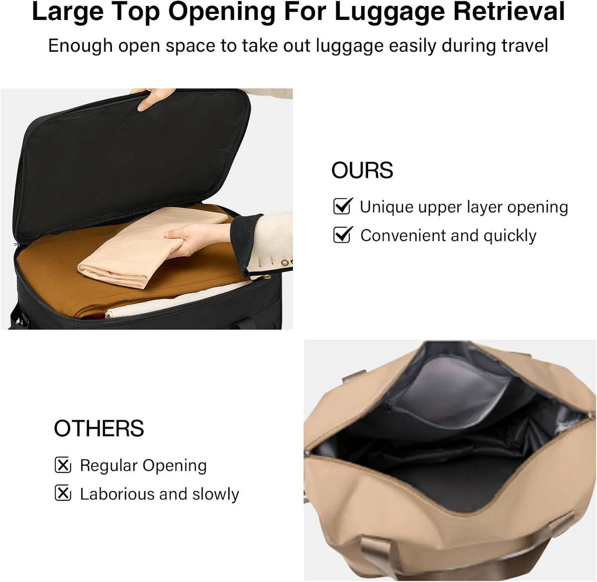 Expandable Luggage Bags for Travel Foldable Suitcase with Wheels Collapsible Rolling Travel Duffle Bag Lightweight Large Suitcases without Telescoping Handle, Blue