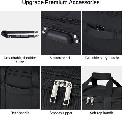 Expandable Luggage Bags for Travel Foldable Suitcase with Wheels Collapsible Rolling Travel Duffle Bag Lightweight Large Suitcases without Telescoping Handle, Blue