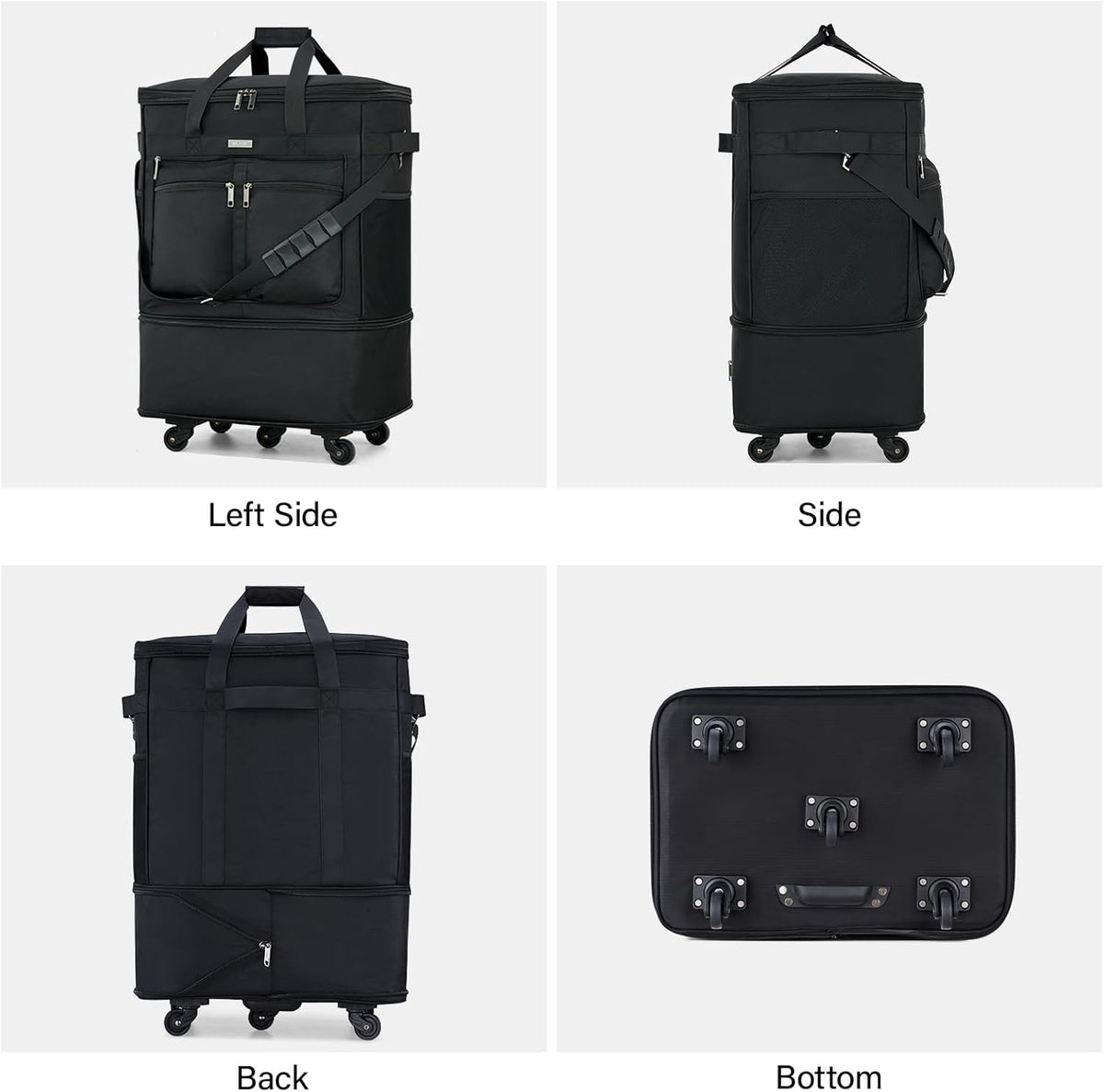 Expandable Luggage Bags for Travel Foldable Suitcase with Wheels Collapsible Rolling Travel Duffle Bag Lightweight Large Suitcases without Telescoping Handle, Blue