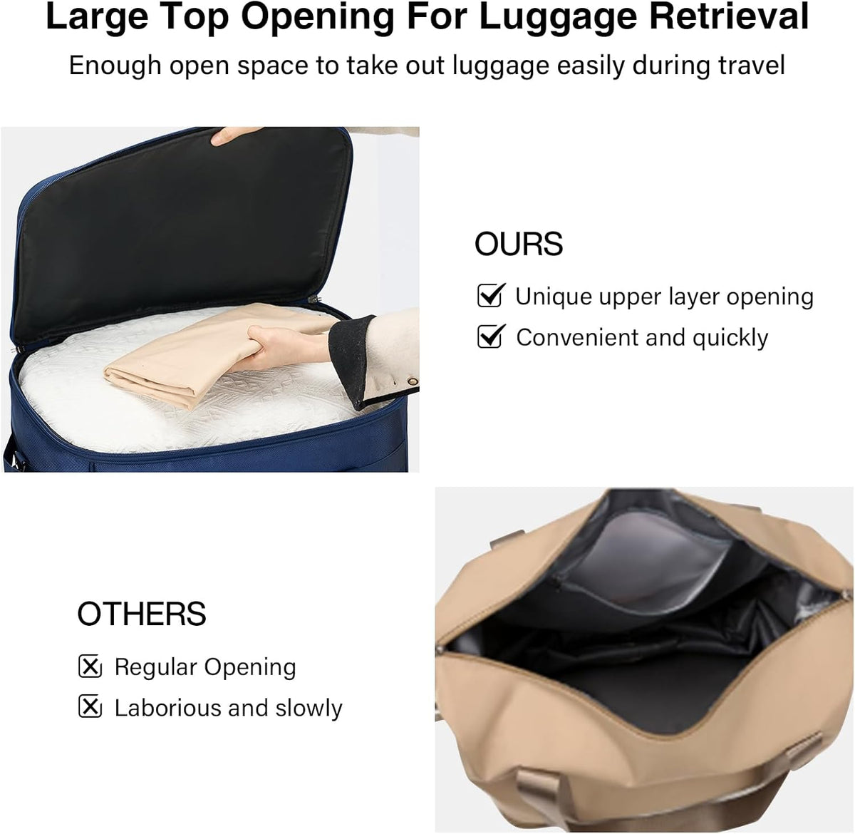 Expandable Luggage Bags for Travel Foldable Suitcase with Wheels Collapsible Rolling Travel Duffle Bag Lightweight Large Suitcases without Telescoping Handle, Blue