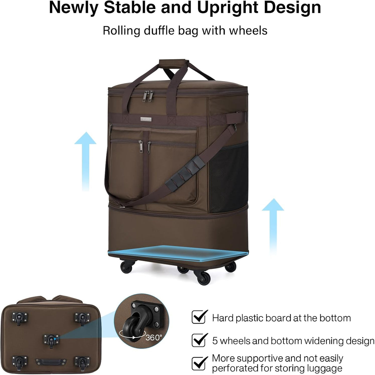 Expandable Luggage Bags for Travel Foldable Suitcase with Wheels Collapsible Rolling Travel Duffle Bag Lightweight Large Suitcases without Telescoping Handle, Blue